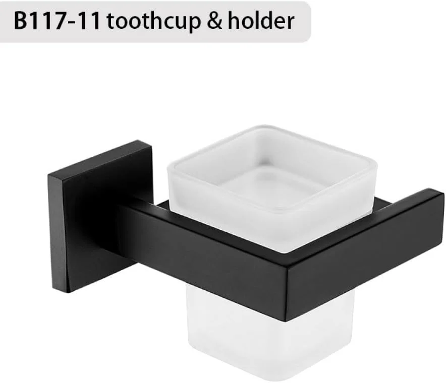 ست لوازم جانبی حمام استیل 304 مشکی شامل جا حوله ای، جا دستمال توالت، جا مایع صابون، میله حوله و آویز لباس، لوازم جانبی مدرن توالت (جا مسواکی)