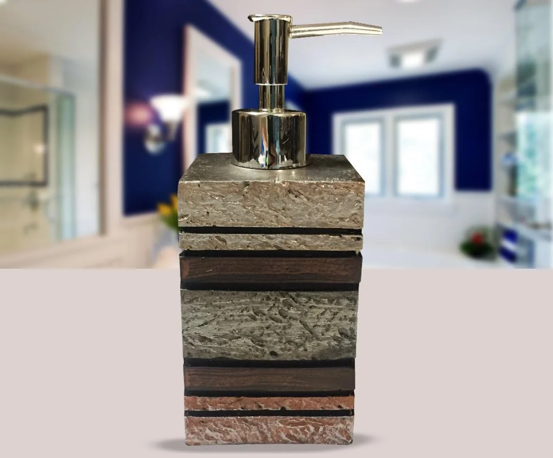 ست ۴ تکه لوازم حمام استرلینگ مدل SMS-293 با روکش سنگ طبیعی از جنس پلی رزین - شامل جا مایع دستشویی، جا مسواکی، لیوان و جا صابونی