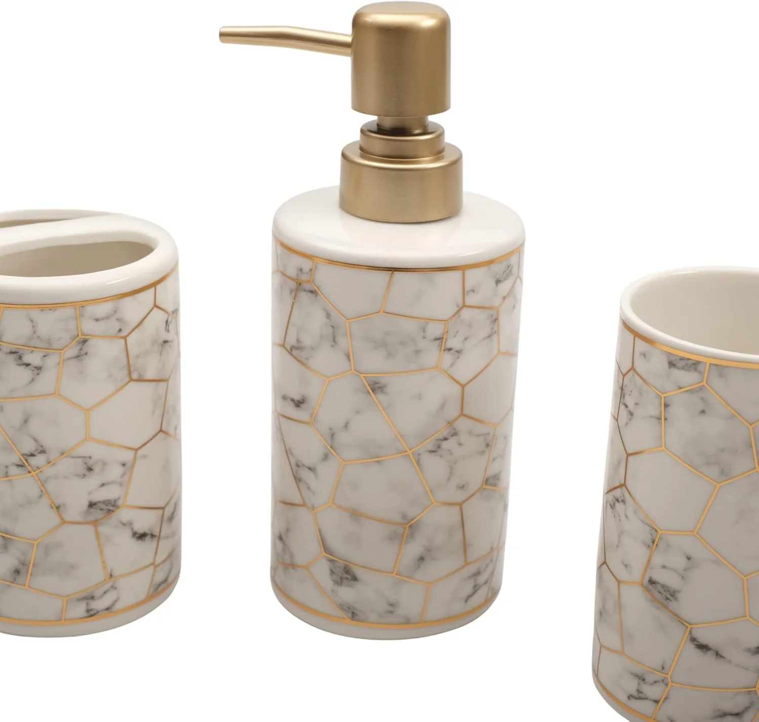 ست سرامیکی 4 تکه لوازم بهداشتی STORE 2508 شامل جای مایع دستشویی، جا صابونی، جا مسواکی و لیوان (سفید)