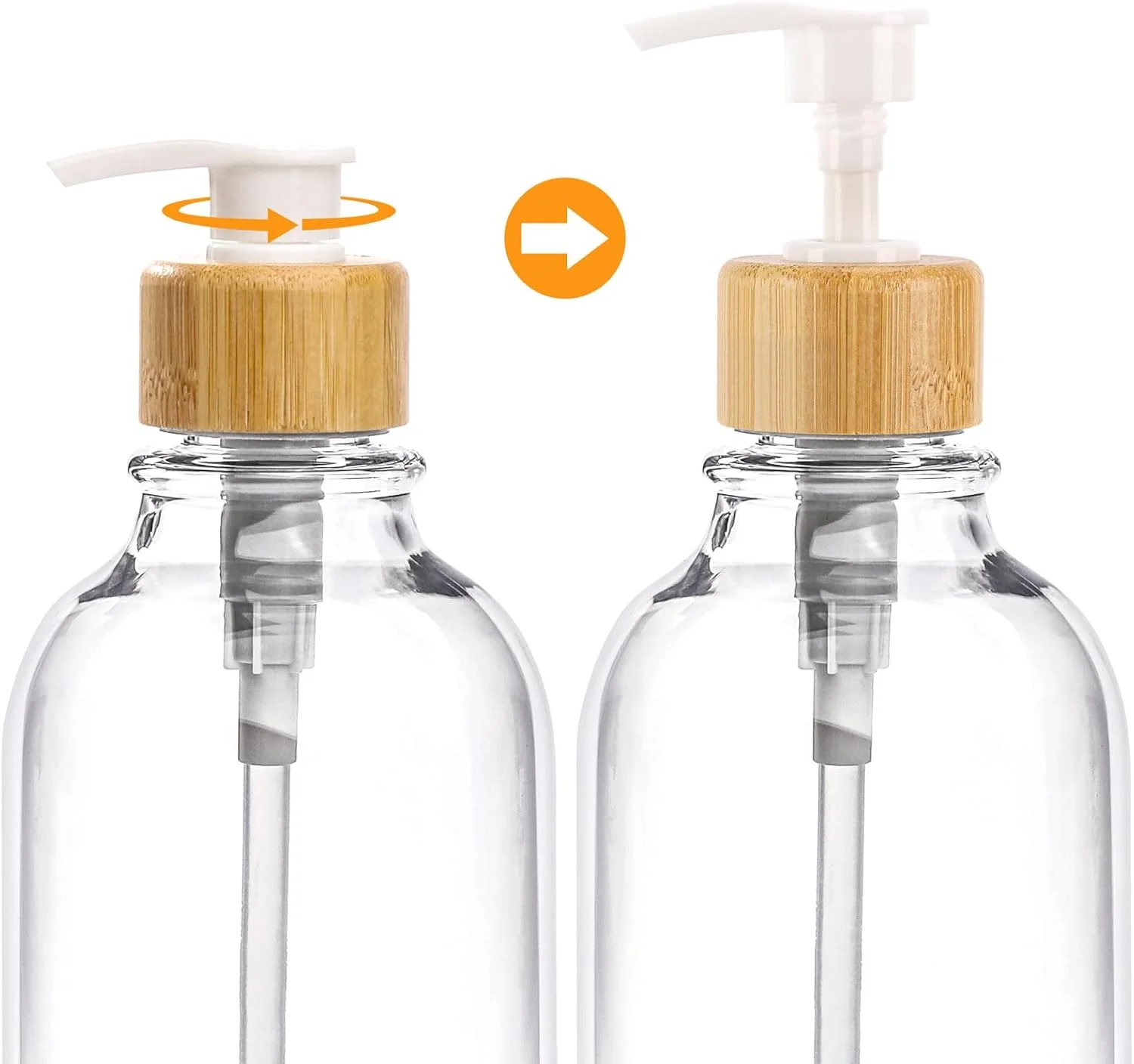 ست لوازم جانبی حمام بامبو Tbestmax، ۴ تکه - جا مسواکی شفاف، جا مایع صابون پلاستیکی و ۲ عدد جا گوش پاک کن/پد/توپ پنبه