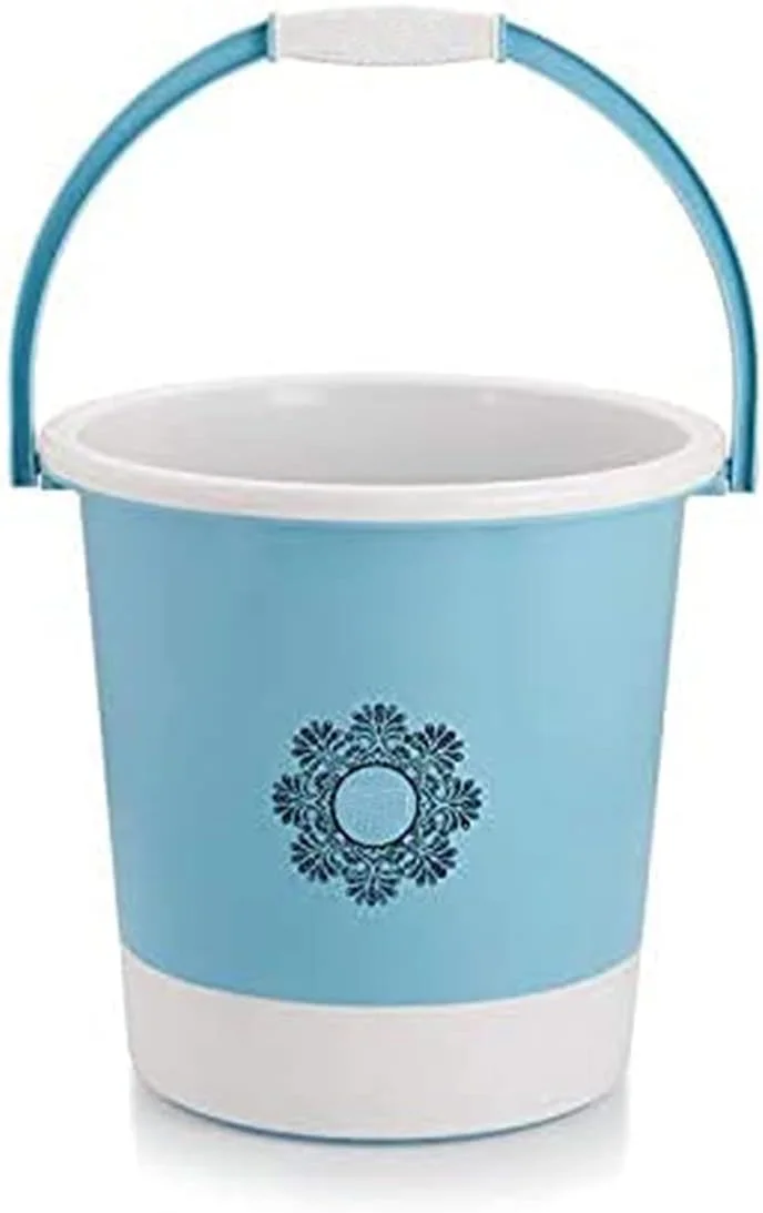 ست پلاستیکی حمام تدمیل شامل سطل 20 لیتری، لگن 18 لیتری، سطل زباله، پاتلا، جا صابونی و لیوان 900 میلی لیتری، 6 تکه، مقاوم، ظرفیت بالا، رنگ: آبی پاستیلی