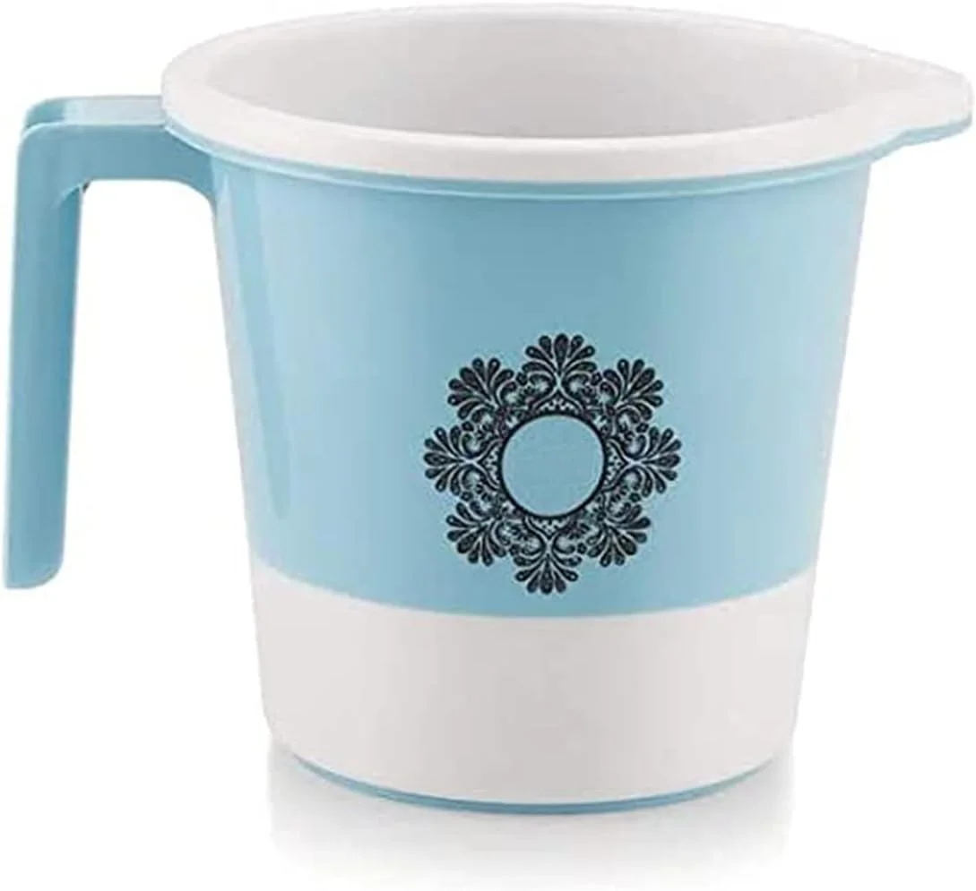 ست پلاستیکی حمام تدمیل شامل سطل 20 لیتری، لگن 18 لیتری، سطل زباله، پاتلا، جا صابونی و لیوان 900 میلی لیتری، 6 تکه، مقاوم، ظرفیت بالا، رنگ: آبی پاستیلی