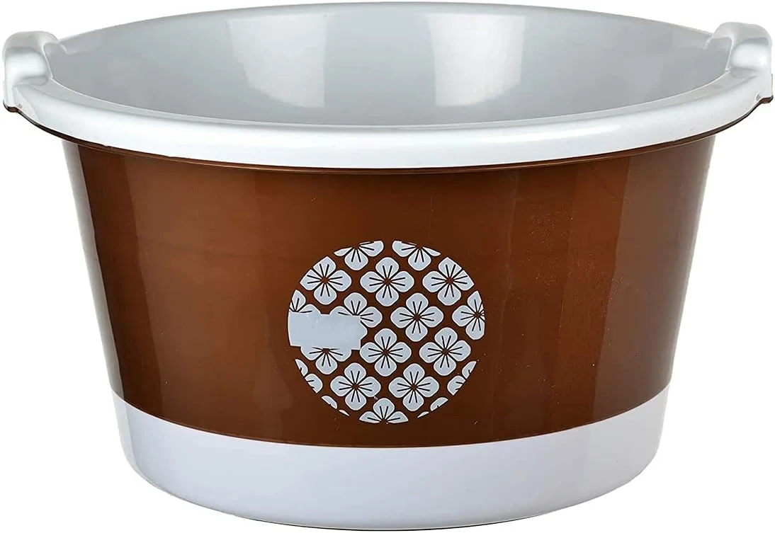 ست سطل پلاستیکی، لگن و لیوان حمام تِدِمِل لیزا ۱۱ تکه، مقاوم، ظرفیت بزرگ (قهوه ای)