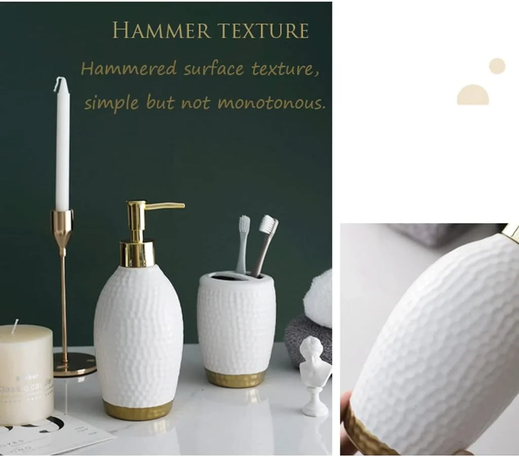 ست لوازم جانبی حمام با بافت مات، شامل جای مایع دستشویی سرامیکی، جای مسواک، لیوان و جا صابونی (مشکی) ست لوازم جانبی حمام با بافت مات، شامل جای مایع دستشویی سرامیکی، جای مسواک، لیوان و جا صابونی (مشکی)