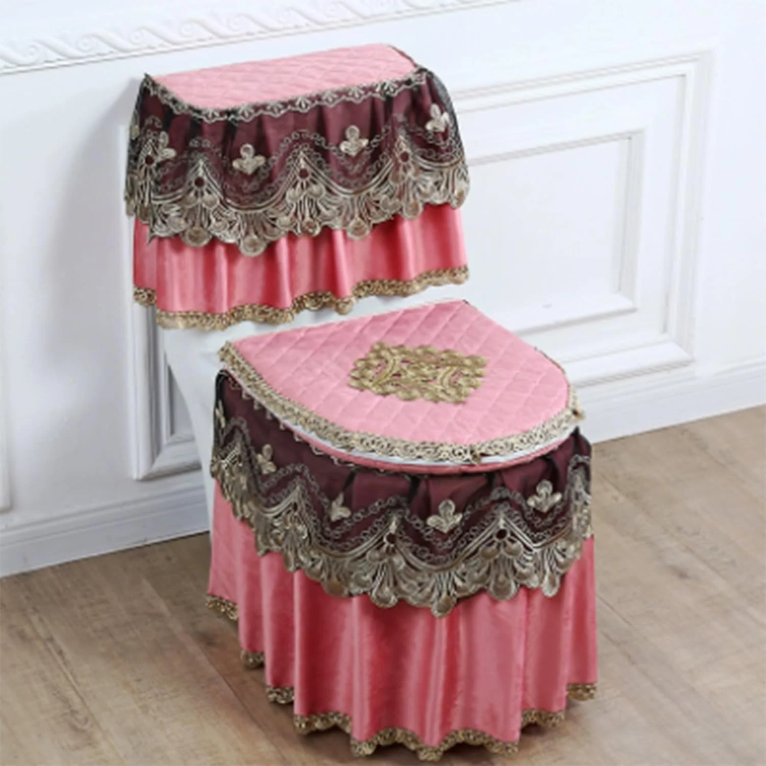 ست سه تکه روکش توالت فرنگی، ست پادری توالت مخمل توری، روکش درب توالت/روکش مخزن، لوازم جانبی دکور حمام (B) ست سه تکه روکش توالت فرنگی، ست پادری توالت مخمل توری، روکش درب توالت/روکش مخزن، لوازم جانبی دکور حمام (B)