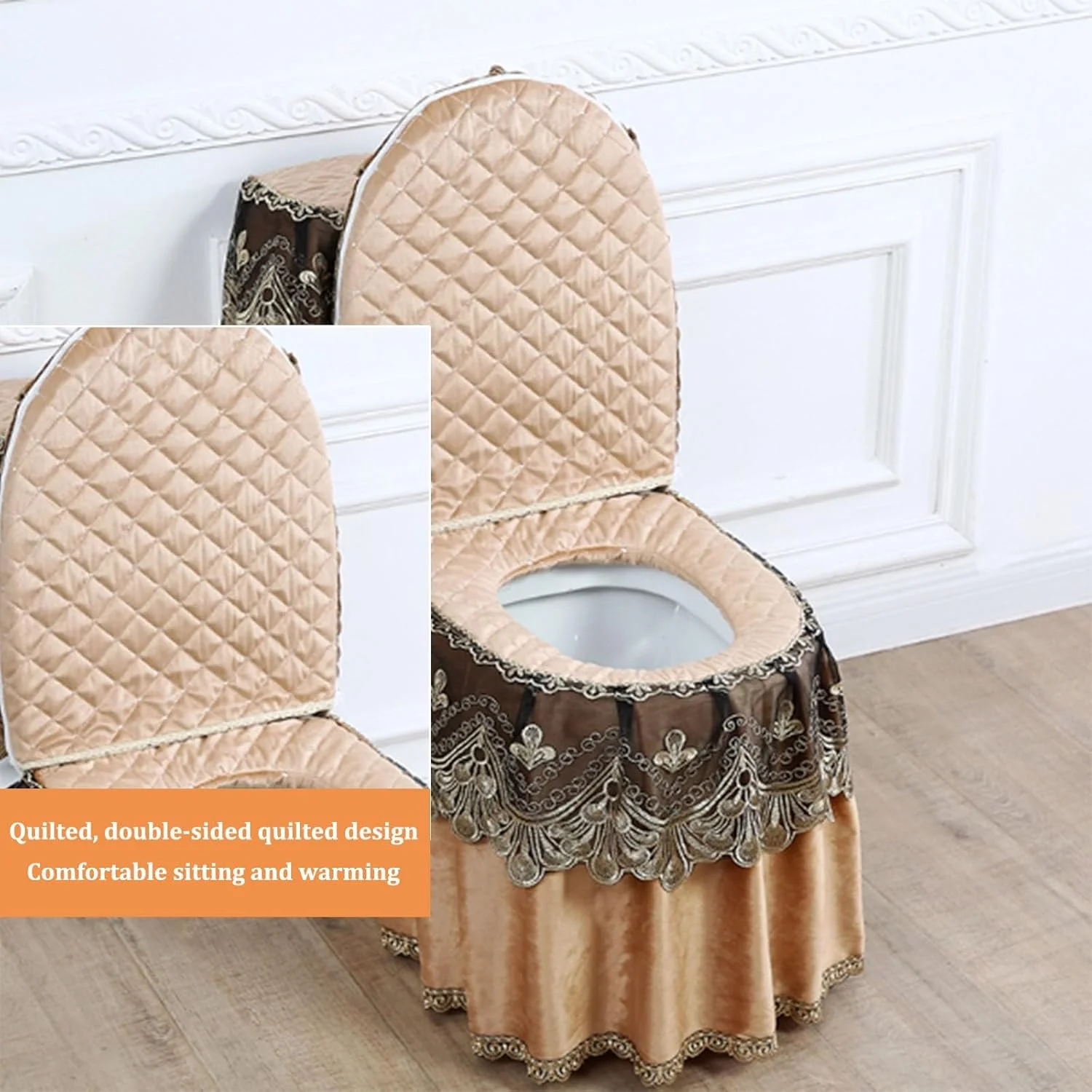 ست سه تکه روکش توالت فرنگی، ست پادری توالت مخمل توری، روکش درب توالت/روکش مخزن، لوازم جانبی دکور حمام (B) ست سه تکه روکش توالت فرنگی، ست پادری توالت مخمل توری، روکش درب توالت/روکش مخزن، لوازم جانبی دکور حمام (B)