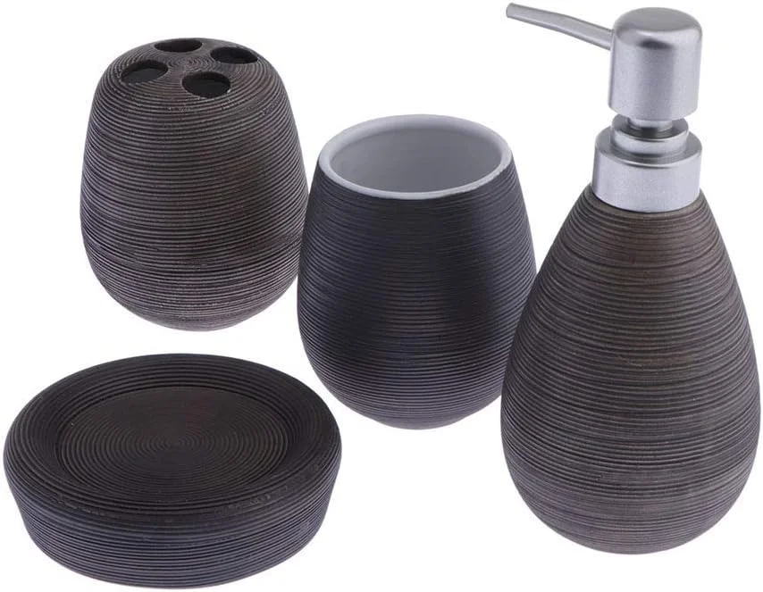 ست ۴ تکه لوازم حمام - جای صابون، جا مسواکی، لیوان دهانشویه، بطری لوسیون - طراحی شیک و رنگ خالص - لوازم جانبی حمام برای مسافرت، خانه و فعالیت های خارج از منزل ست ۴ تکه لوازم حمام - جای صابون، جا مسواکی، لیوان دهانشویه، بطری لوسیون - طراحی شیک و رنگ خالص - لوازم جانبی حمام برای مسافرت، خانه و فعالیت های خارج از منزل