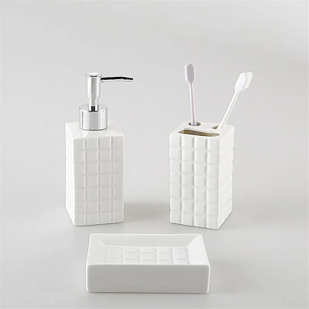 جا صابونی سرامیکی لوکس، جا مسواکی سبک وزن، ست پنج تکه تزئینی حمام، پخش کننده صابون شستشو جا صابونی سرامیکی لوکس، جا مسواکی سبک وزن، ست پنج تکه تزئینی حمام، پخش کننده صابون شستشو