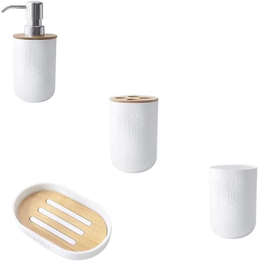 مجموعه لوازم جانبی حمام میز آرایش Toyvian، مجموعه کامل 4 تکه شامل جا مسواکی، جا مایع صابون، لیوان مسواک، جا صابونی، 1 ست میز آرایش مجموعه لوازم جانبی حمام میز آرایش Toyvian، مجموعه کامل 4 تکه شامل جا مسواکی، جا مایع صابون، لیوان مسواک، جا صابونی، 1 ست میز آرایش