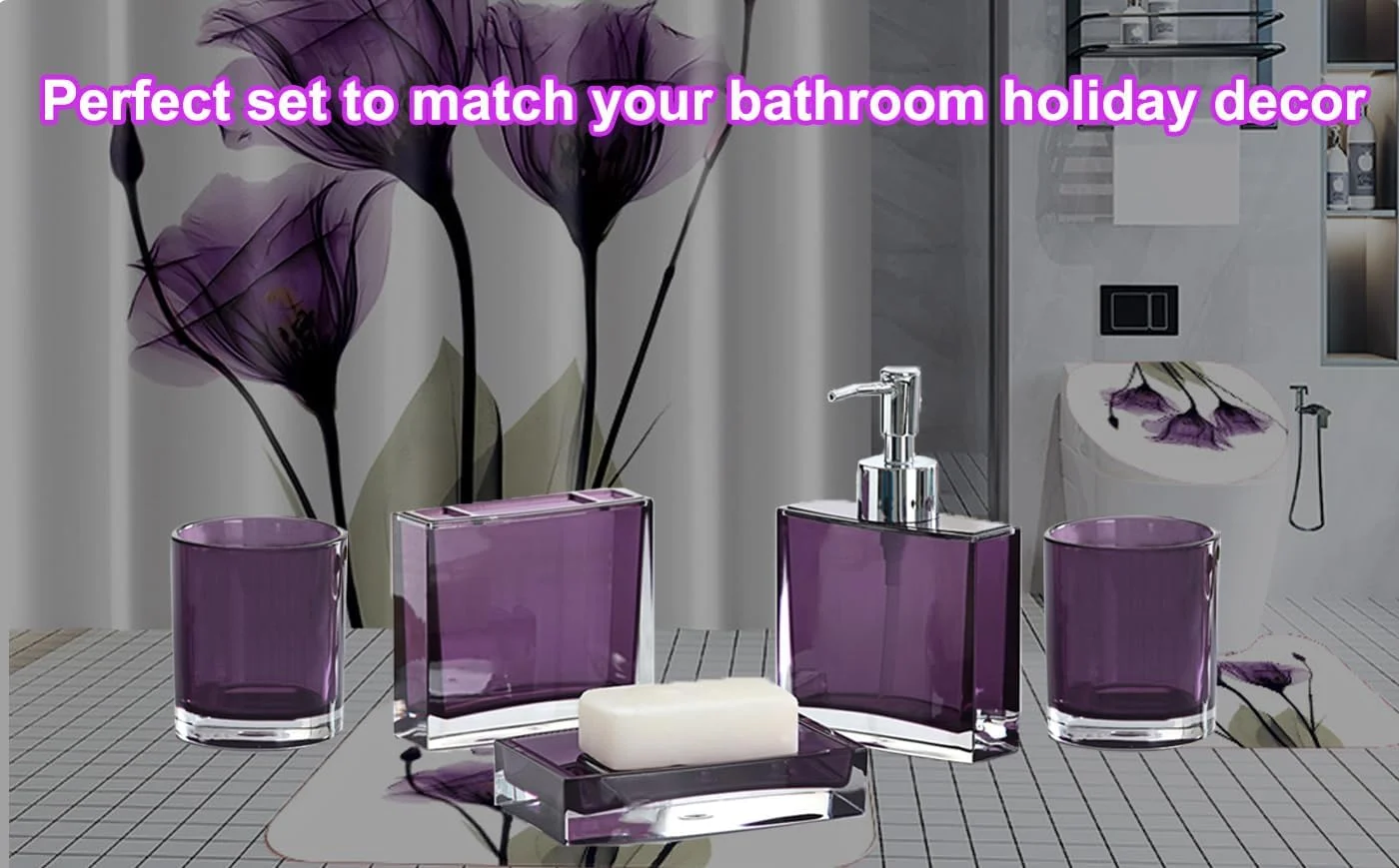 ست کامل لوازم جانبی حمام TUANYO - ست 6 تکه اکریلیک حمام - جا مسواکی، 2 عدد لیوان مسواک، جای مایع دستشویی، جای صابون و دستمال تمیز کننده برای حمام (بنفش) ست کامل لوازم جانبی حمام TUANYO - ست 6 تکه اکریلیک حمام - جا مسواکی، 2 عدد لیوان مسواک، جای مایع دستشویی، جای صابون و دستمال تمیز کننده برای حمام (بنفش)