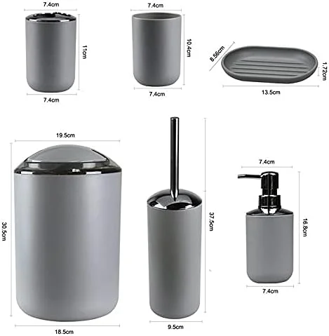 ست لوازم جانبی حمام TSTSM، 6 تکه، شامل جا مایع صابون، جا صابونی، جا مسواکی، لیوان شستشو، جا برس توالت، سطل زباله، ست حمام - مشکی ست لوازم جانبی حمام TSTSM، 6 تکه، شامل جا مایع صابون، جا صابونی، جا مسواکی، لیوان شستشو، جا برس توالت، سطل زباله، ست حمام - مشکی
