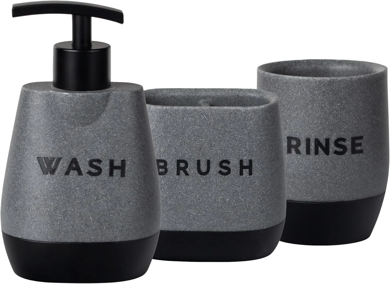 ست لوازم جانبی حمام 3 تکه ممتاز UMAI | جا مسواکی | جا مایع صابون | لیوان | مقاوم در برابر رطوبت | ضد خش | خاکستری-مشکی ست لوازم جانبی حمام 3 تکه ممتاز UMAI | جا مسواکی | جا مایع صابون | لیوان | مقاوم در برابر رطوبت | ضد خش | خاکستری-مشکی