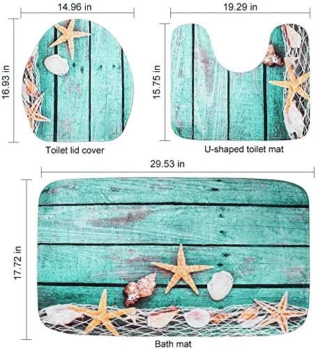 ست 3 تکه پادری حمام، نرم و بدون لغزش مناسب آشپزخانه، دوش و توالت شامل پادری مستطیلی، پادری U شکل و روکش درب توالت (طرح ستاره دریایی) ست 3 تکه پادری حمام، نرم و بدون لغزش مناسب آشپزخانه، دوش و توالت شامل پادری مستطیلی، پادری U شکل و روکش درب توالت (طرح ستاره دریایی)