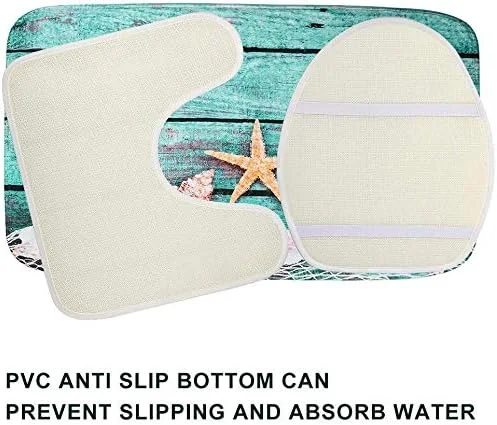 ست 3 تکه پادری حمام، نرم و بدون لغزش مناسب آشپزخانه، دوش و توالت شامل پادری مستطیلی، پادری U شکل و روکش درب توالت (طرح ستاره دریایی) ست 3 تکه پادری حمام، نرم و بدون لغزش مناسب آشپزخانه، دوش و توالت شامل پادری مستطیلی، پادری U شکل و روکش درب توالت (طرح ستاره دریایی)