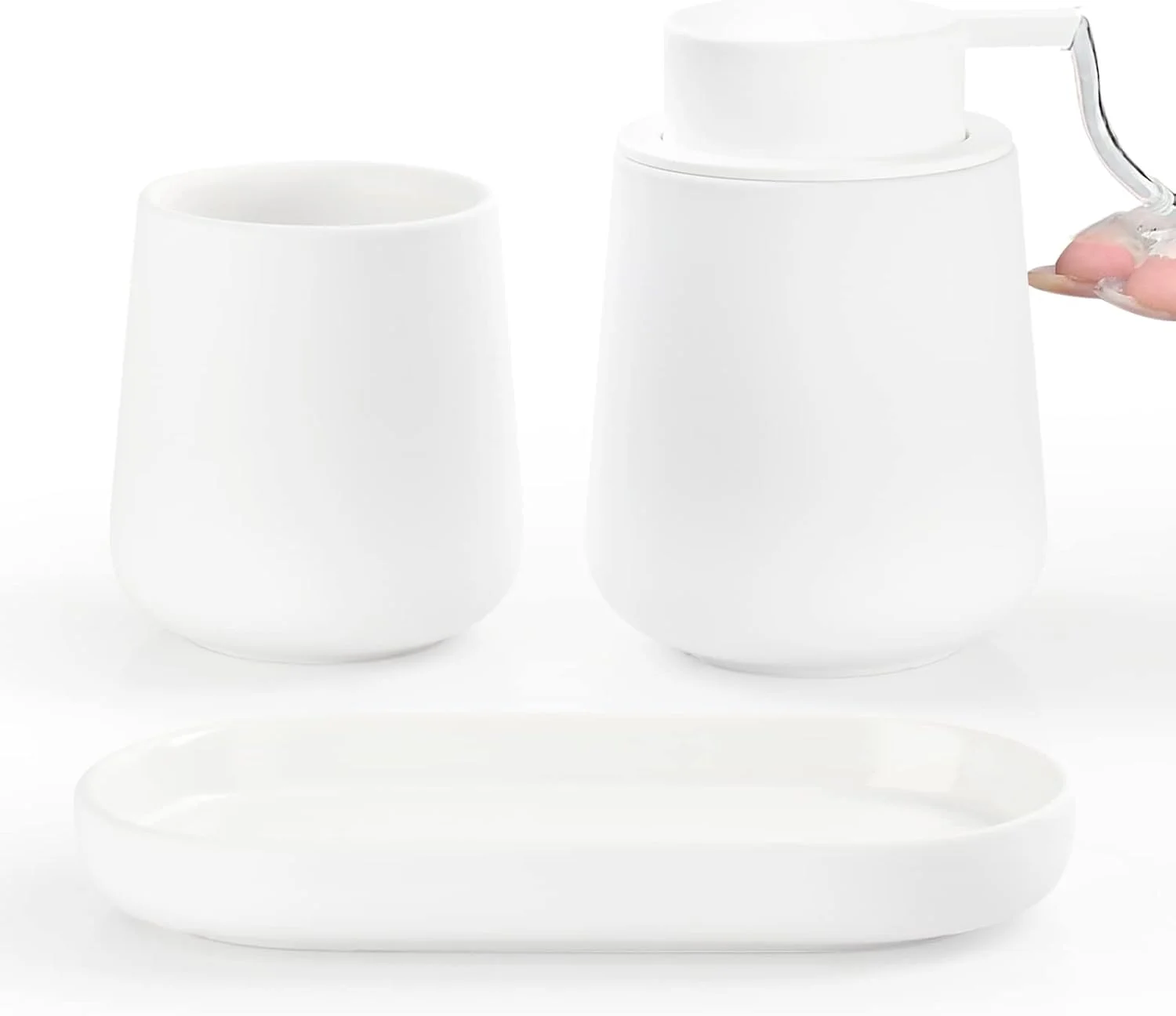 ست لوازم جانبی حمام، شامل 3 قطعه: جا مایع دستشویی 350 میلی لیتری، لیوان مسواک 320 میلی لیتری و جا صابونی، مناسب برای حمام، سینک، جا مایع دستشویی ست لوازم جانبی حمام، شامل 3 قطعه: جا مایع دستشویی 350 میلی لیتری، لیوان مسواک 320 میلی لیتری و جا صابونی، مناسب برای حمام، سینک، جا مایع دستشویی