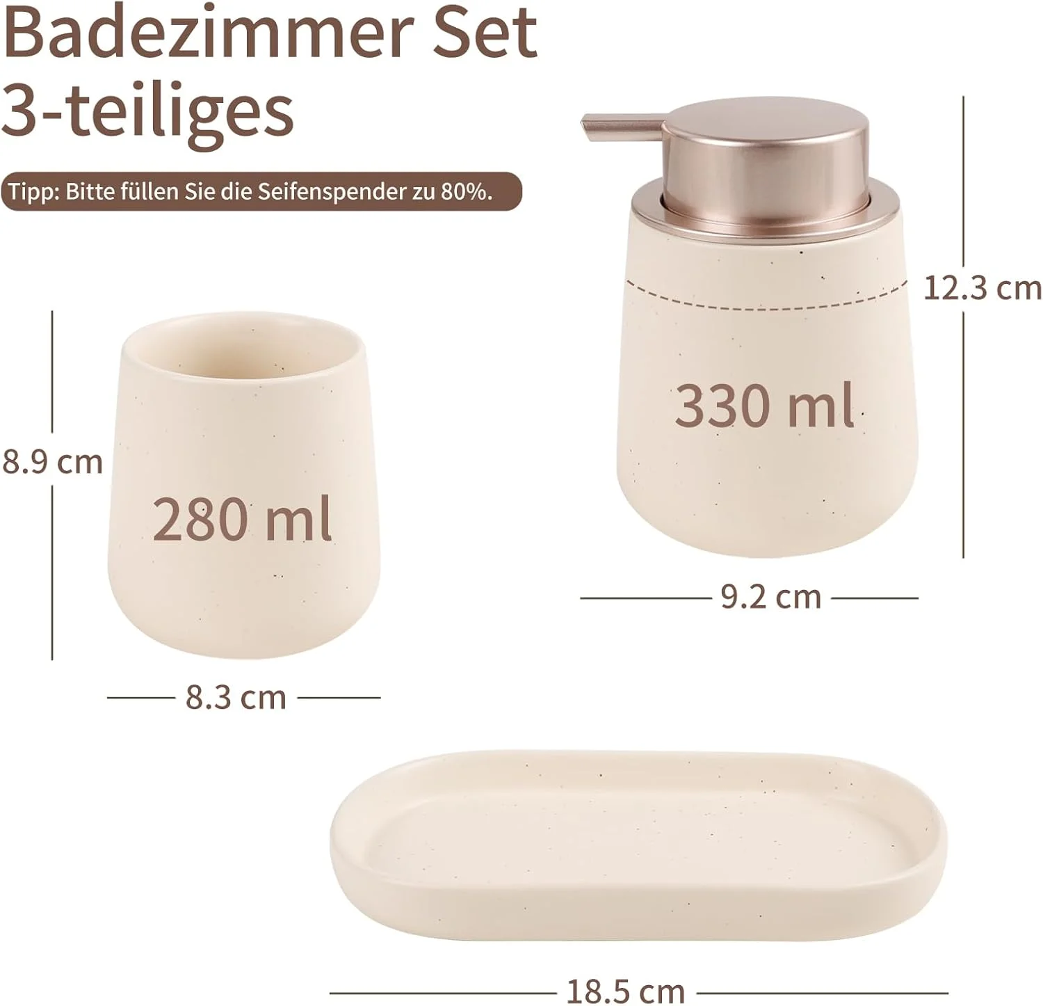 ست لوازم حمام اوملاکسا، 3 تکه - سرامیکی، طرح مرمر، بژ - ست حمام مدرن با جا مایع صابون، لیوان مسواک و جا صابونی ست لوازم حمام اوملاکسا، 3 تکه - سرامیکی، طرح مرمر، بژ - ست حمام مدرن با جا مایع صابون، لیوان مسواک و جا صابونی
