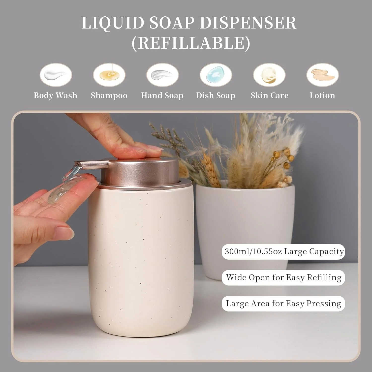 ست لوازم حمام Umlaca، سرامیکی خالدار، بژ، 4 تکه شامل جای مایع صابون، لیوان دهانشویه، ظرف پنبه و جا صابونی، مناسب برای حمام و دوش (جای مایع صابون، بژ + صورتی) ست لوازم حمام Umlaca، سرامیکی خالدار، بژ، 4 تکه شامل جای مایع صابون، لیوان دهانشویه، ظرف پنبه و جا صابونی، مناسب برای حمام و دوش (جای مایع صابون، بژ + صورتی)