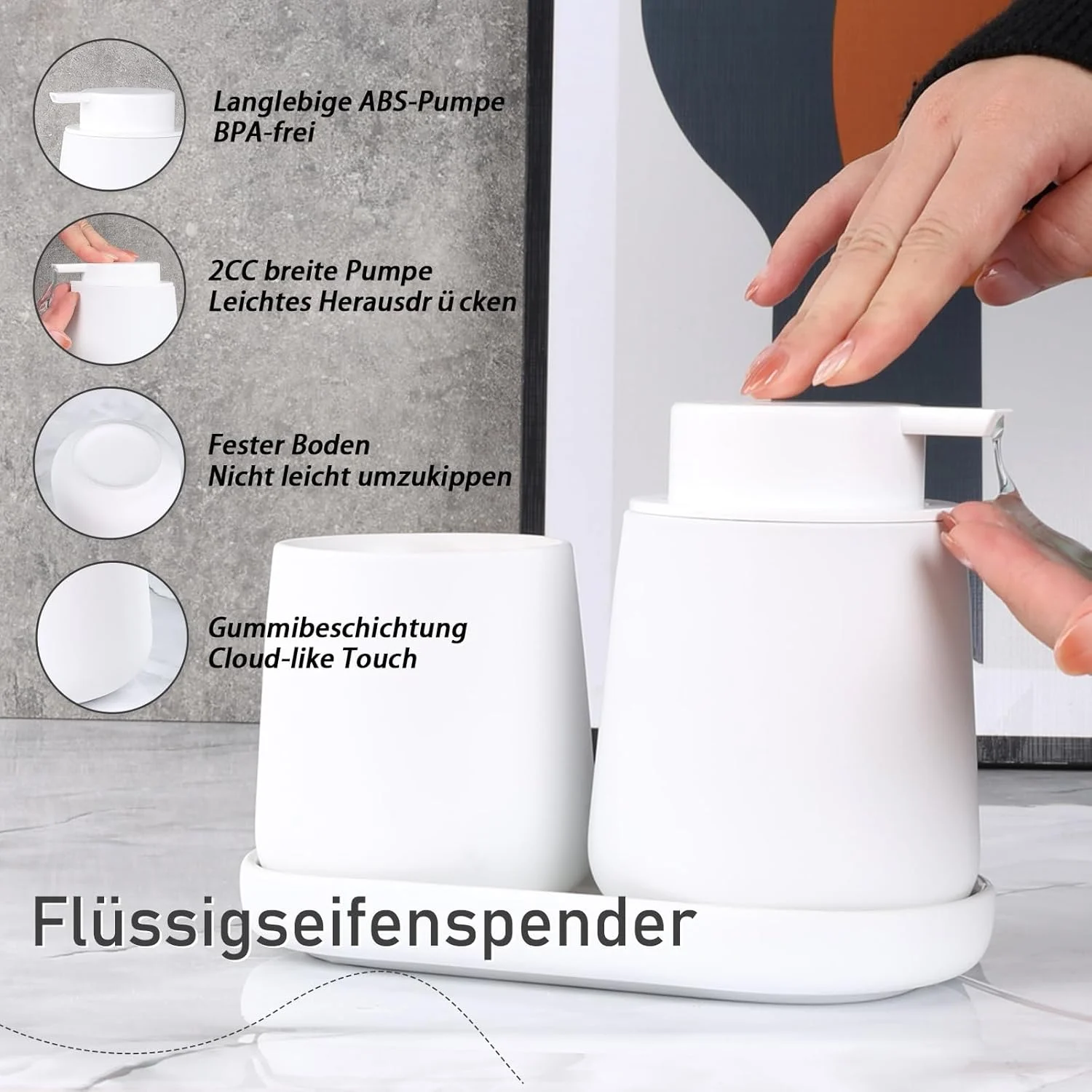 ست لوازم جانبی حمام، شامل 3 قطعه: جا مایع دستشویی 350 میلی لیتری، لیوان مسواک 320 میلی لیتری و جا صابونی، مناسب برای حمام، سینک، جا مایع دستشویی