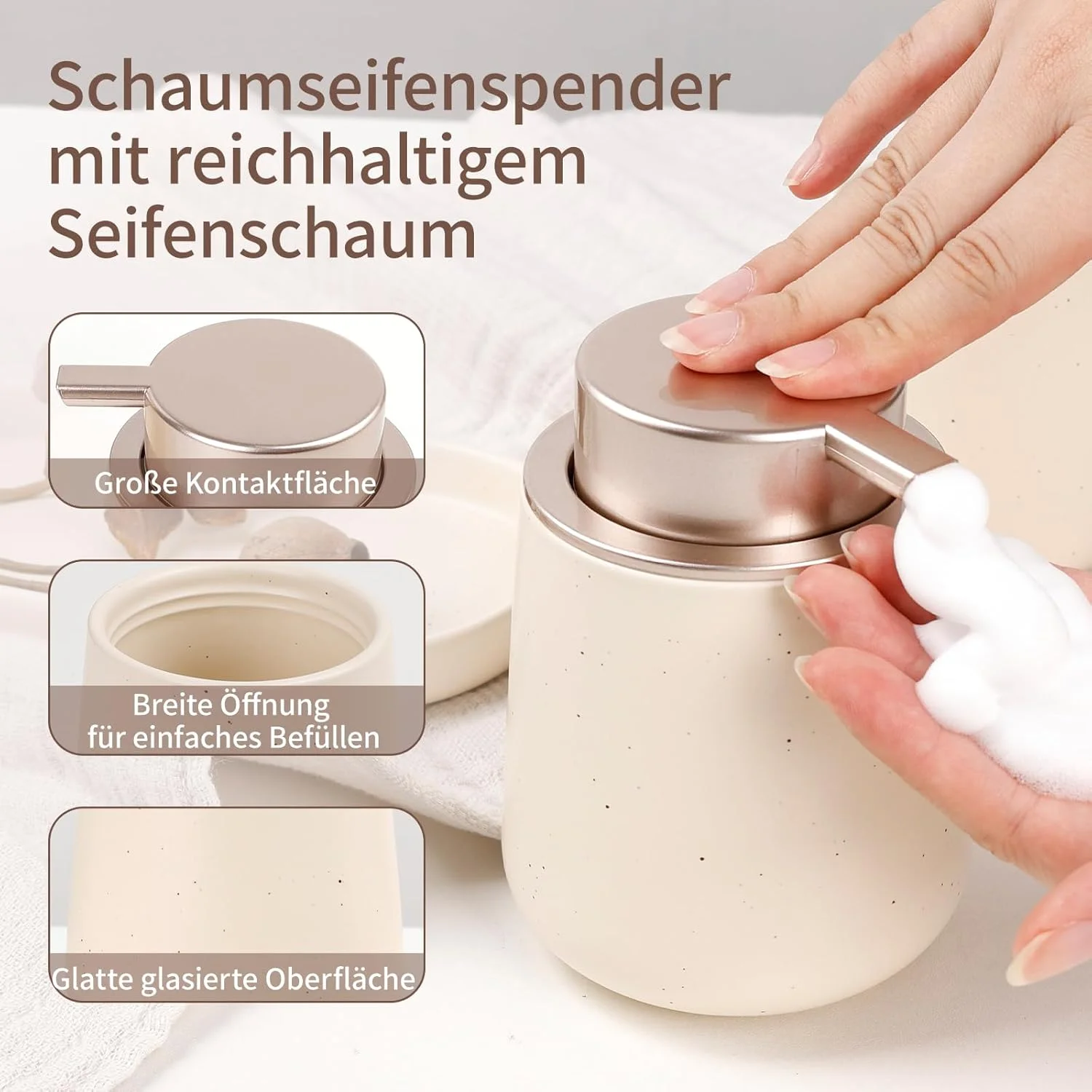 ست لوازم حمام اوملاکسا، 3 تکه - سرامیکی، طرح مرمر، بژ - ست حمام مدرن با جا مایع صابون، لیوان مسواک و جا صابونی ست لوازم حمام اوملاکسا، 3 تکه - سرامیکی، طرح مرمر، بژ - ست حمام مدرن با جا مایع صابون، لیوان مسواک و جا صابونی