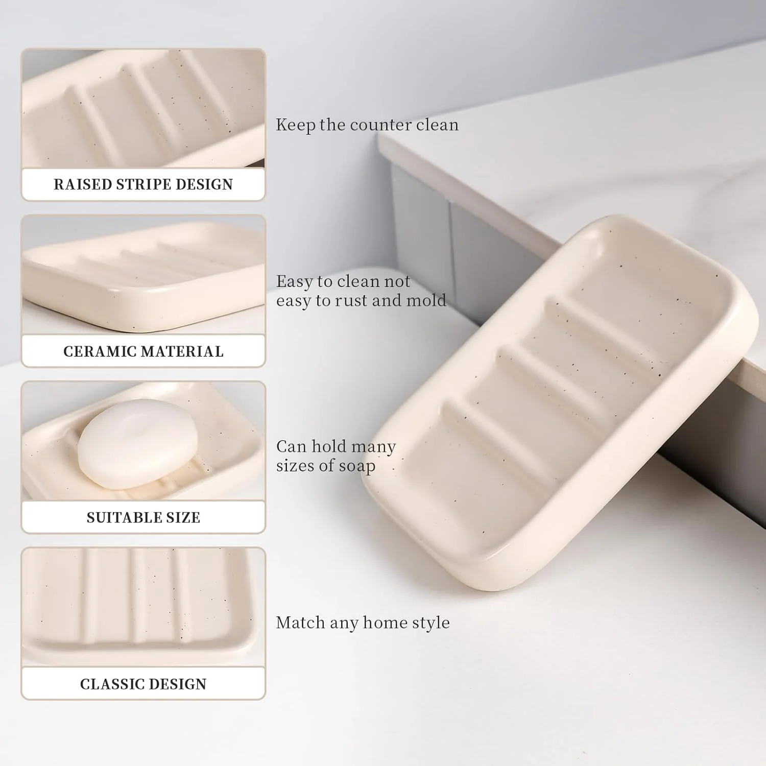 ست لوازم حمام Umlaca، سرامیکی خالدار، بژ، 4 تکه شامل جای مایع صابون، لیوان دهانشویه، ظرف پنبه و جا صابونی، مناسب برای حمام و دوش (جای مایع صابون، بژ + صورتی) ست لوازم حمام Umlaca، سرامیکی خالدار، بژ، 4 تکه شامل جای مایع صابون، لیوان دهانشویه، ظرف پنبه و جا صابونی، مناسب برای حمام و دوش (جای مایع صابون، بژ + صورتی)