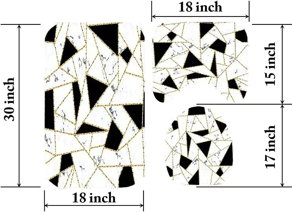 ست حمام طرح سنگ مرمر Usuallyhome، ست پرده حمام مشکی، سفید و طلایی ضد آب و بادوام با فرش های ضد لغزش و روکش درب توالت، 1 پرده حمام (12 قلاب)، 3 تکه فرش و روکش درب توالت ست حمام طرح سنگ مرمر Usuallyhome، ست پرده حمام مشکی، سفید و طلایی ضد آب و بادوام با فرش های ضد لغزش و روکش درب توالت، 1 پرده حمام (12 قلاب)، 3 تکه فرش و روکش درب توالت