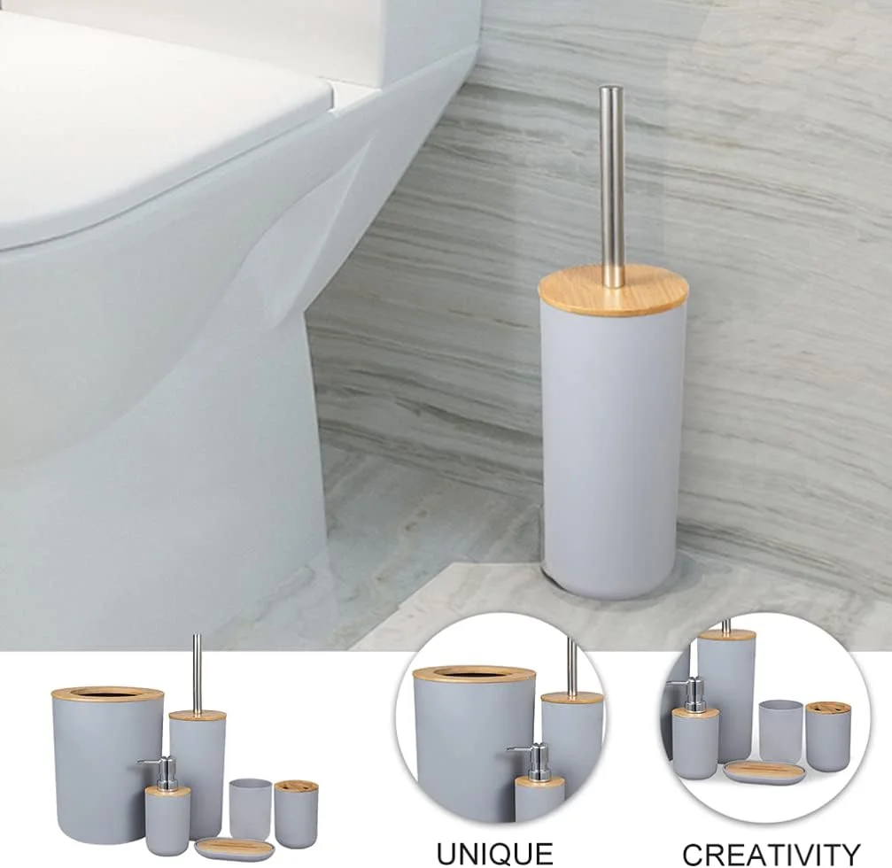 ست لوازم جانبی حمام شامل جا مسواکی، لیوان، لیوان مسواک، جا مایع لوسیون، جا صابونی، برس توالت، سطل زباله و لوازم جانبی حمام / 751 (رنگ: خاکستری) ست لوازم جانبی حمام شامل جا مسواکی، لیوان، لیوان مسواک، جا مایع لوسیون، جا صابونی، برس توالت، سطل زباله و لوازم جانبی حمام / 751 (رنگ: خاکستری)