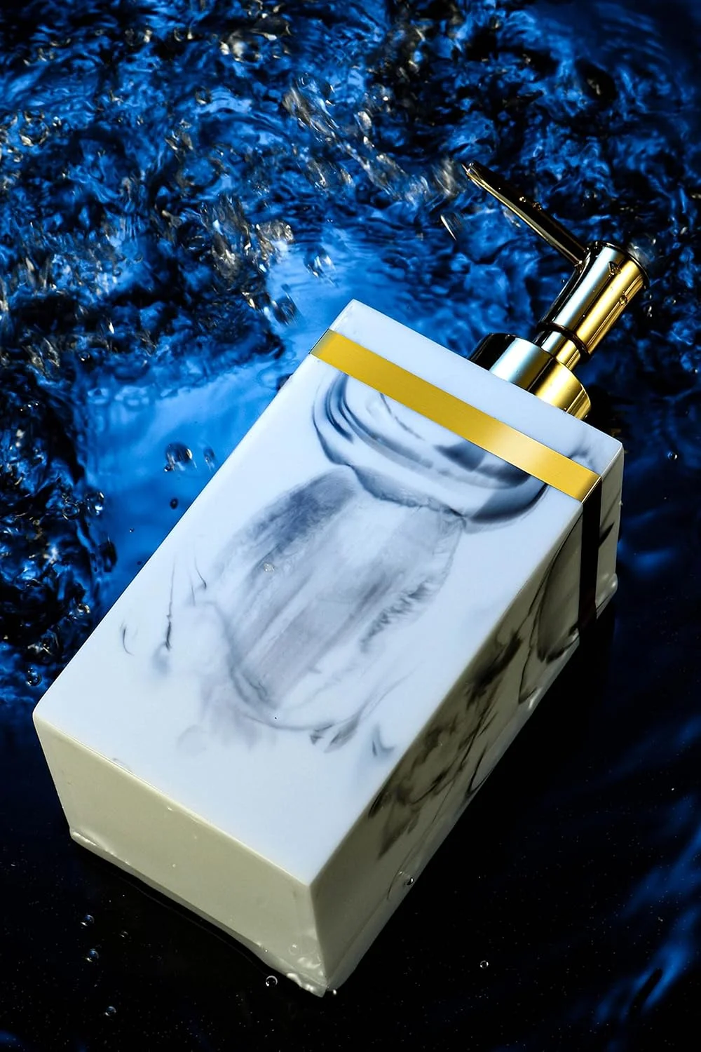 ست لوازم جانبی حمام 5 تکه USYUEGLV، جا مایع دستشویی مرمری، جا مسواک و خمیر دندان، جا صابونی و لیوان (سفید) ست لوازم جانبی حمام 5 تکه USYUEGLV، جا مایع دستشویی مرمری، جا مسواک و خمیر دندان، جا صابونی و لیوان (سفید)