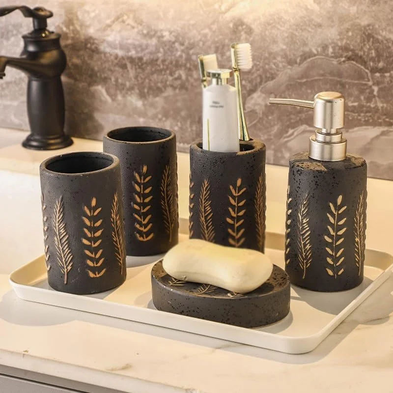 ست لوازم بهداشتی حمام طرح قدیمی، ست پنج تکه لوازم بهداشتی سرامیکی دست ساز ست لوازم بهداشتی حمام طرح قدیمی، ست پنج تکه لوازم بهداشتی سرامیکی دست ساز