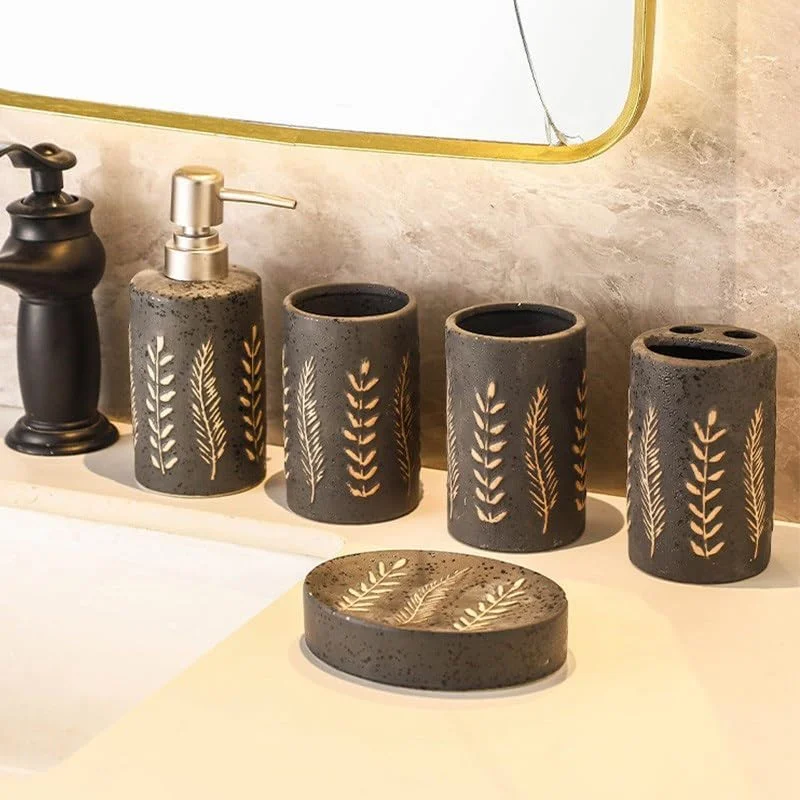 ست لوازم بهداشتی سرامیکی دست ساز 5 تکه برای حمام ست لوازم بهداشتی سرامیکی دست ساز 5 تکه برای حمام