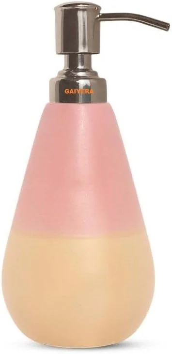 ست لوازم جانبی سرامیکی حمام Vreni برای کاربرد و دکور حمام | جا مایع دستشویی، جای صابون، جا مسواکی دست ساز دو رنگ صورتی/زرد | ست 3 عددی ست لوازم جانبی سرامیکی حمام Vreni برای کاربرد و دکور حمام | جا مایع دستشویی، جای صابون، جا مسواکی دست ساز دو رنگ صورتی/زرد | ست 3 عددی