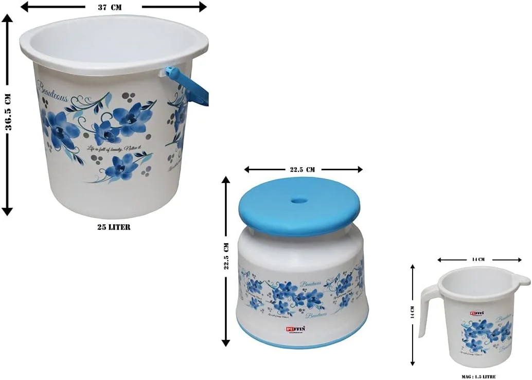 ست ۶ تکه لوازم حمام طرح گل E-WARE شامل سطل، لگن، لیوان ۱ لیتری، چهارپایه، سطل زباله و جا صابونی (آبی) ست ۶ تکه لوازم حمام طرح گل E-WARE شامل سطل، لگن، لیوان ۱ لیتری، چهارپایه، سطل زباله و جا صابونی (آبی)