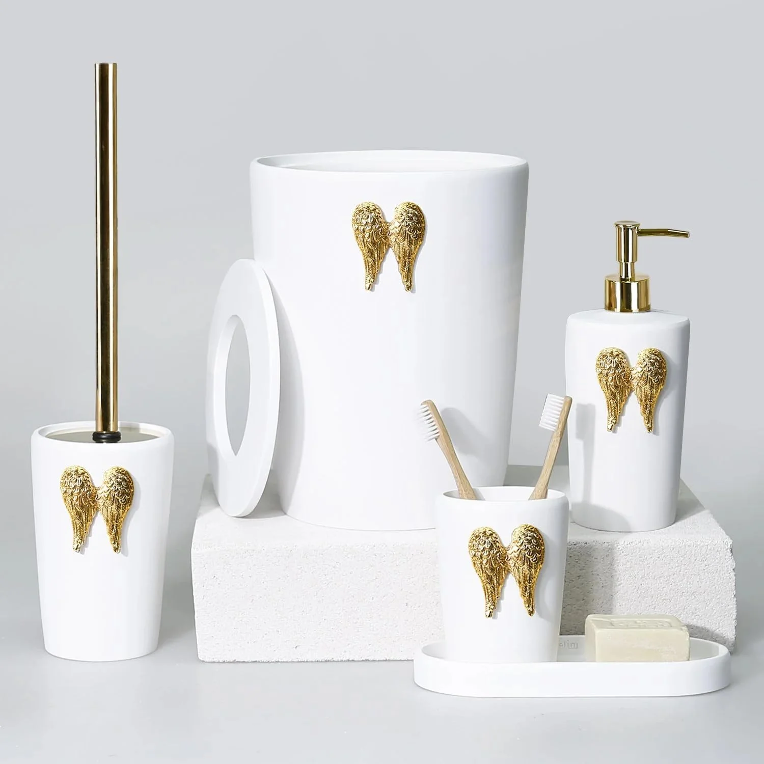 ست ۵ تکه لوازم حمام Wings، سفید ست ۵ تکه لوازم حمام Wings، سفید