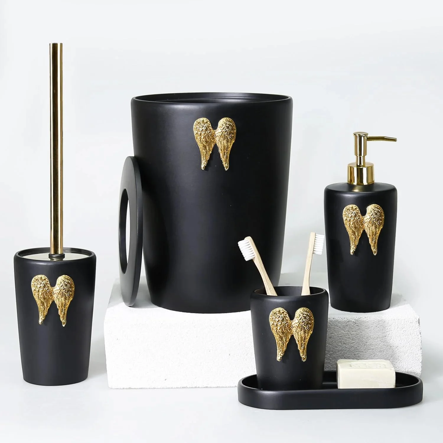 ست ۵ تکه لوازم جانبی حمام طرح بال ست ۵ تکه لوازم جانبی حمام طرح بال