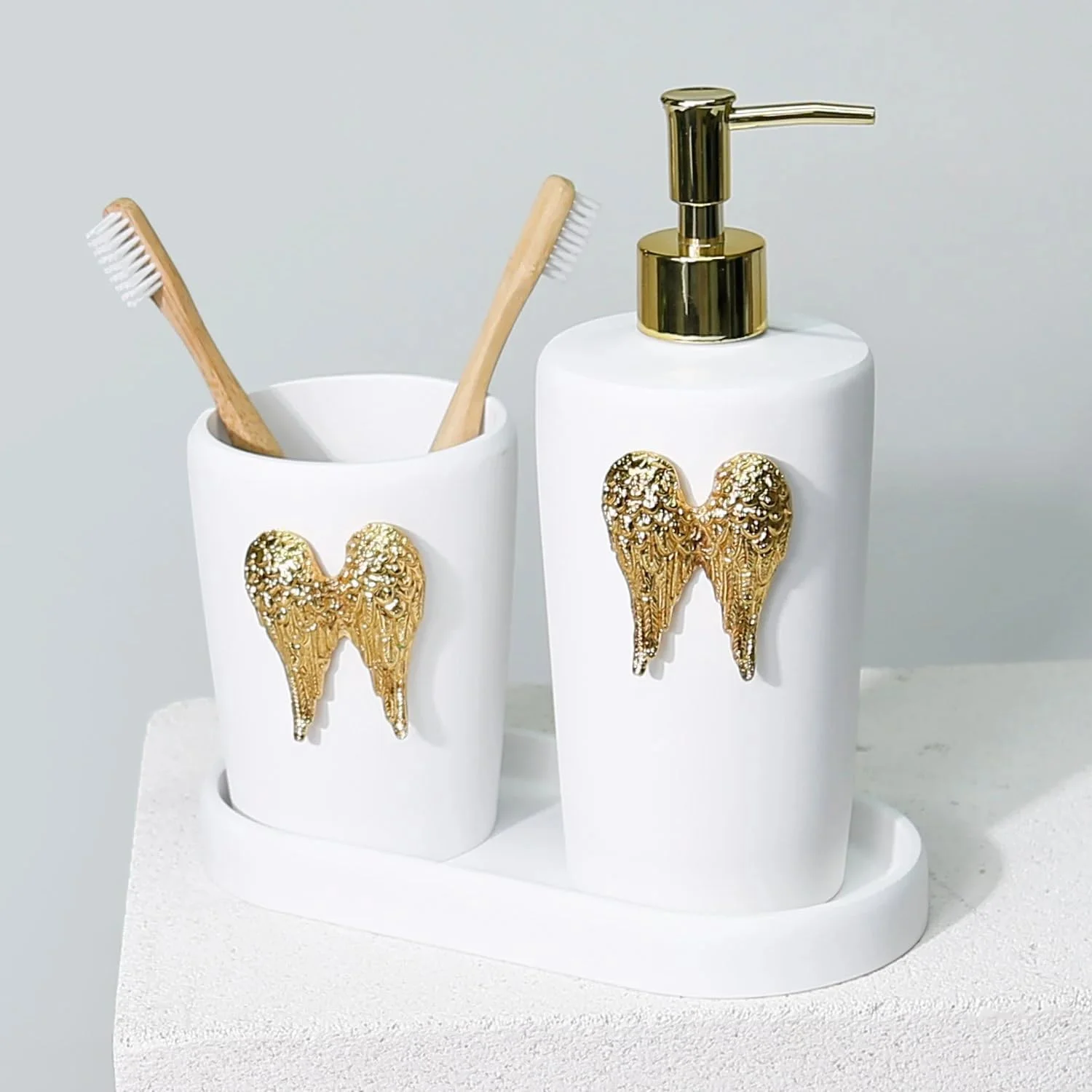 ست ۵ تکه لوازم حمام Wings، سفید ست ۵ تکه لوازم حمام Wings، سفید