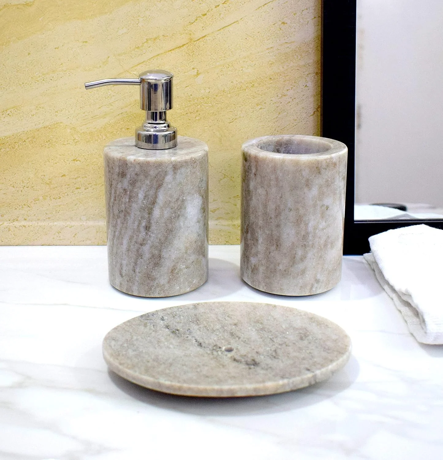 ست لوازم جانبی حمام سنگی خالص ویگانو. ست حمام سنگی با پمپ پرداخت کروم ست لوازم جانبی حمام سنگی خالص ویگانو. ست حمام سنگی با پمپ پرداخت کروم