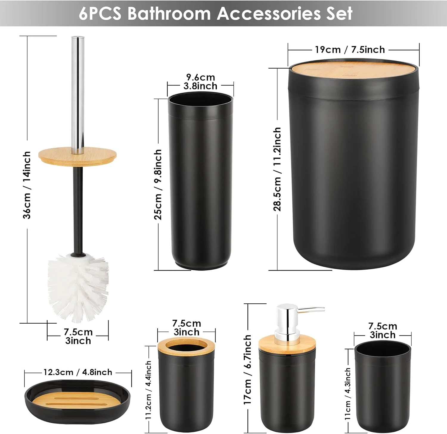 ست لوازم جانبی حمام، ست 6 تکه لوازم پلاستیکی حمام شامل سطل زباله، جا مسواکی، لیوان پلاستیکی، جا صابونی، جا لوسیون، برس توالت و جا برس توالت ست لوازم جانبی حمام، ست 6 تکه لوازم پلاستیکی حمام شامل سطل زباله، جا مسواکی، لیوان پلاستیکی، جا صابونی، جا لوسیون، برس توالت و جا برس توالت