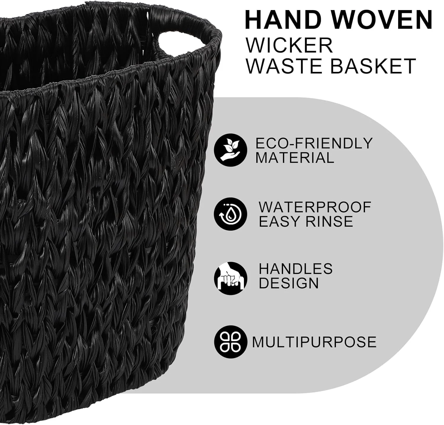 ست لوازم جانبی مشکی حمام به همراه سطل زباله حصیری، ست لوازم جانبی حمام، سطل زباله کوچک برای اتاق خواب و حمام…