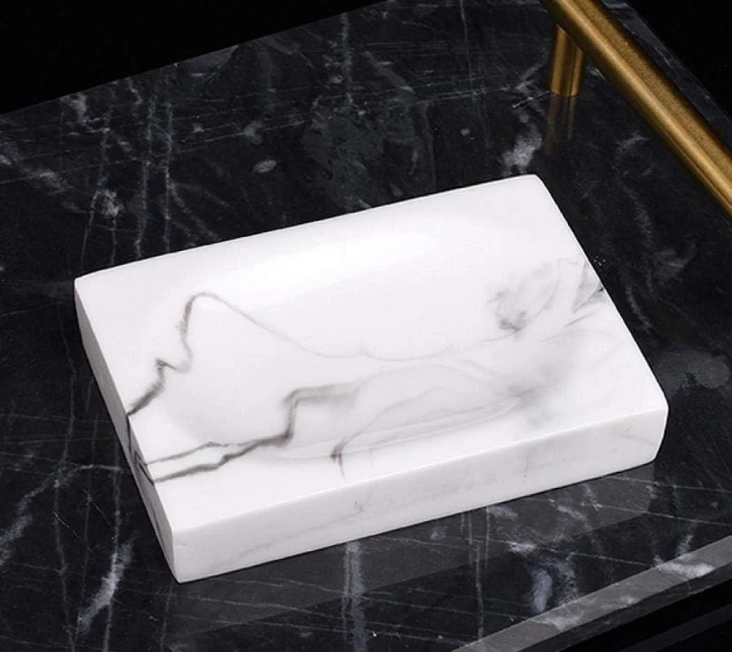 ست لوازم جانبی حمام XUDREZ با طرح مرمر سفید، ست 6 تکه لوازم حمام لوکس شامل جا مایع لوسیون، جا مسواکی، لیوان، جا صابونی و سینی ست لوازم جانبی حمام XUDREZ با طرح مرمر سفید، ست 6 تکه لوازم حمام لوکس شامل جا مایع لوسیون، جا مسواکی، لیوان، جا صابونی و سینی