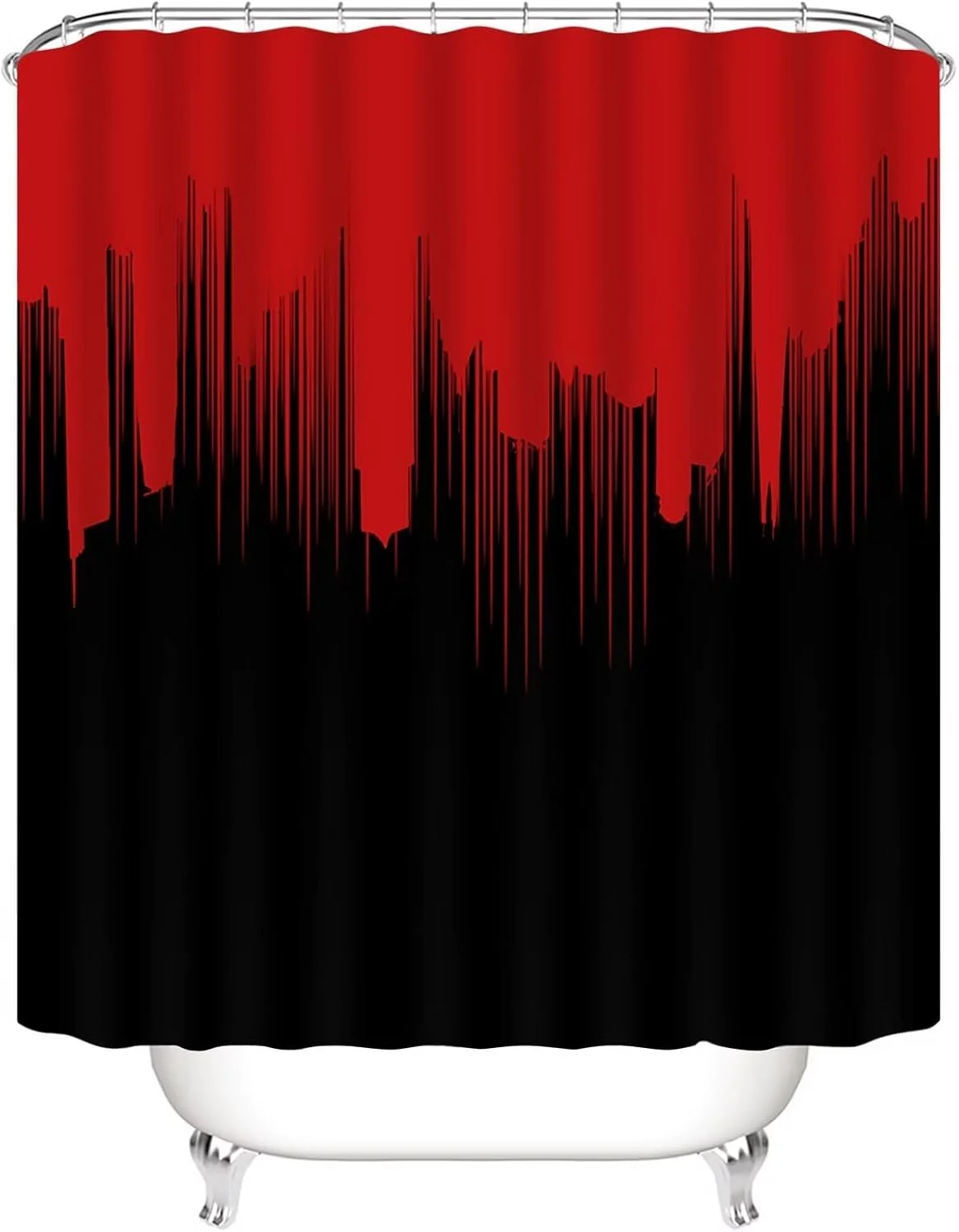 ست پرده حمام ۴ تکه قرمز و مشکی شامل فرش های ضد لغزش، پادری حمام، روکش توالت، پادری U شکل، پرده حمام گرادیانی با ۱۲ قلاب، ست حمام مشکی و قرمز ست پرده حمام ۴ تکه قرمز و مشکی شامل فرش های ضد لغزش، پادری حمام، روکش توالت، پادری U شکل، پرده حمام گرادیانی با ۱۲ قلاب، ست حمام مشکی و قرمز