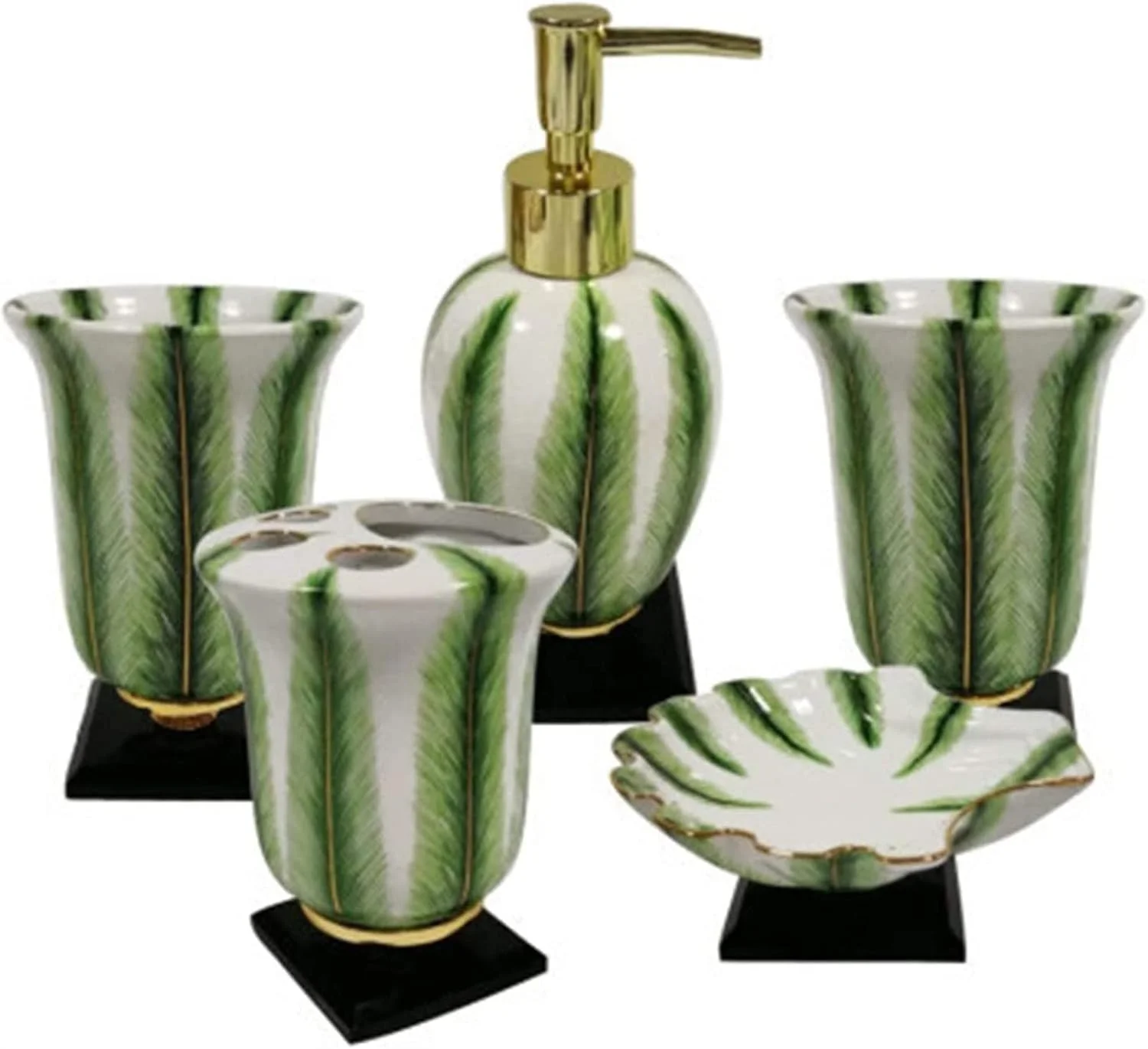 ست لوازم جانبی حمام خانگی YQBUER، شامل جا مایع دستشویی سرامیکی، جا مسواکی، لیوان شستشو و جا صابونی، مناسب برای حمام هتل