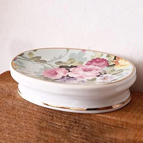 ست لوازم جانبی حمام منزل، ست لوازم جانبی سرامیکی حمام 5 تکه، شامل جای مایع دستشویی، جا مسواکی، لیوان و جا صابونی، مناسب برای حمام هتل