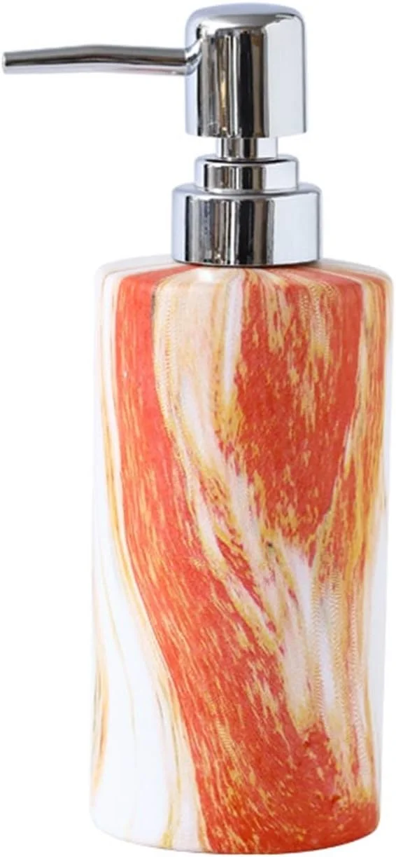 ست لوازم جانبی حمام سرامیکی طرح سنگ مرمر پنج تکه شامل جای خمیر دندان، بطری لوسیون، جای صابون، مناسب برای دکوراسیون حمام هتل