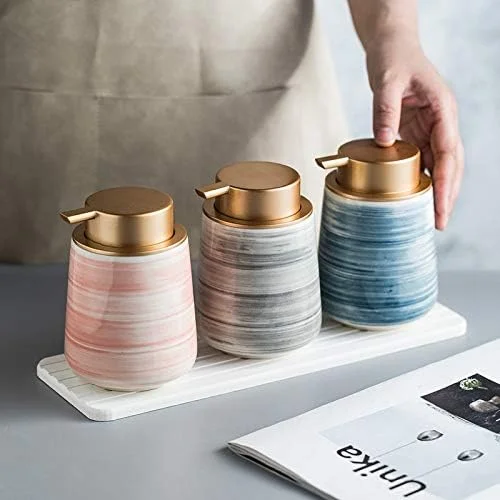 ست لوازم جانبی حمام خانگی YQBUER، ظروف سرامیکی مایع صابون، بطری های امولسیون، ست لوازم حمام، هدیه عروسی مناسب برای حمام هتل ست لوازم جانبی حمام خانگی YQBUER، ظروف سرامیکی مایع صابون، بطری های امولسیون، ست لوازم حمام، هدیه عروسی مناسب برای حمام هتل