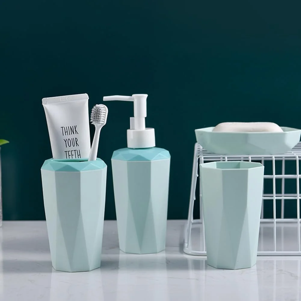 ست لوازم جانبی پلاستیکی حمام یورانهو، ست لوازم جانبی حمام، ست 4 تکه حمام - جا مایع لوسیون، جا مسواکی، لیوان، جا صابونی ست لوازم جانبی پلاستیکی حمام یورانهو، ست لوازم جانبی حمام، ست 4 تکه حمام - جا مایع لوسیون، جا مسواکی، لیوان، جا صابونی