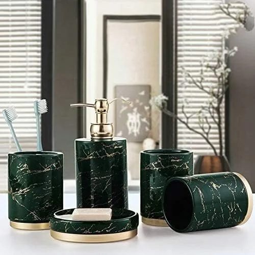 ست لوازم جانبی حمام خانگی YQBUER، سرامیکی، ایده آل برای هدیه، دکور حمام، سازمان دهنده ذخیره سازی، مناسب برای حمام هتل