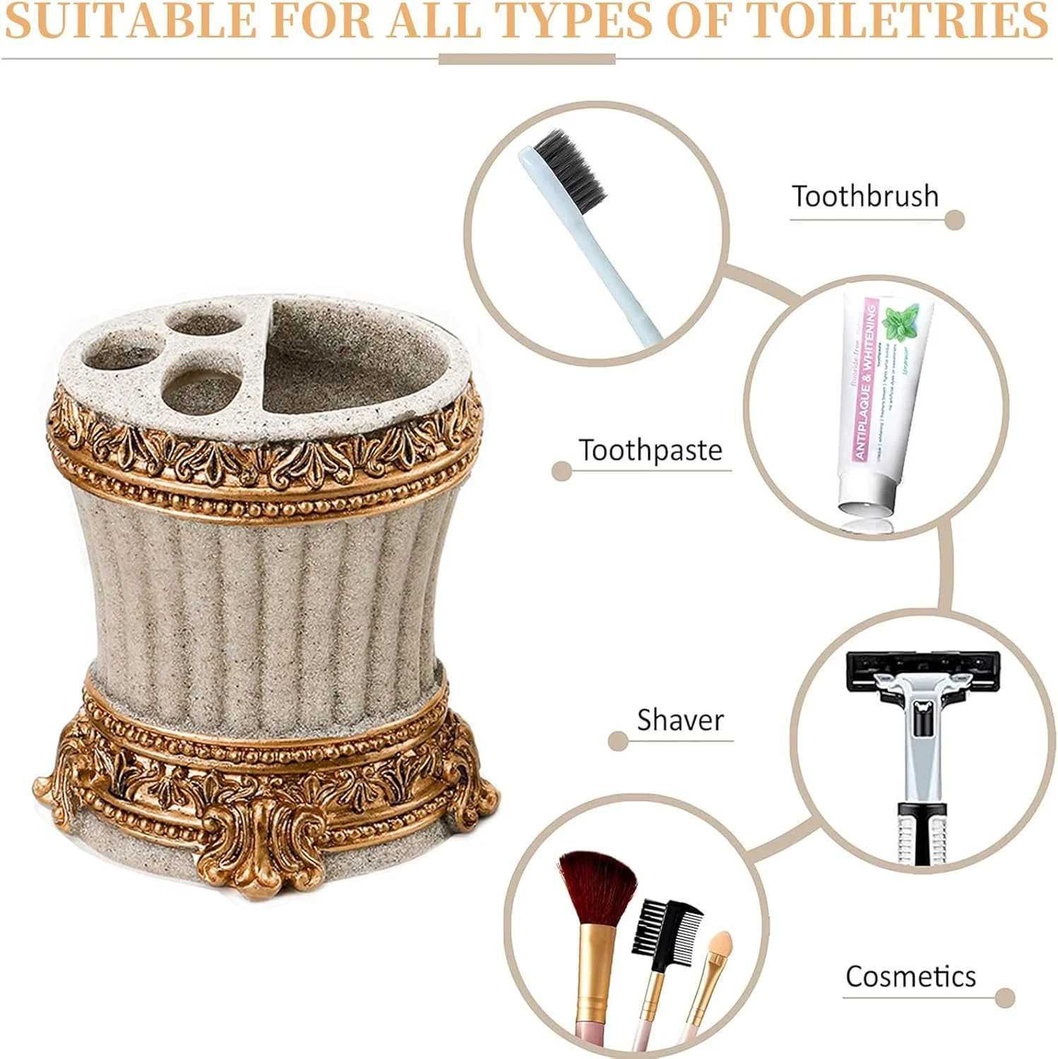 ست لوازم جانبی رزینی حمام، جا مسواکی/جا صابونی/نگهدارنده مسواک/ظرف مایع دستشویی، ست کامل لوازم ضروری حمام، لوازم جانبی حمام طرح روستایی بوهمی (بژ+طلایی) ست لوازم جانبی رزینی حمام، جا مسواکی/جا صابونی/نگهدارنده مسواک/ظرف مایع دستشویی، ست کامل لوازم ضروری حمام، لوازم جانبی حمام طرح روستایی بوهمی (بژ+طلایی)