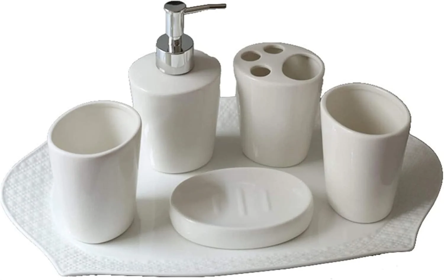 ست لوازم جانبی حمام منزل، ست لوازم شستشوی سرامیکی، جا مایع صابون، جا مسواکی، سینی، لوازم شستشوی منزل مناسب برای حمام هتل ست لوازم جانبی حمام منزل، ست لوازم شستشوی سرامیکی، جا مایع صابون، جا مسواکی، سینی، لوازم شستشوی منزل مناسب برای حمام هتل