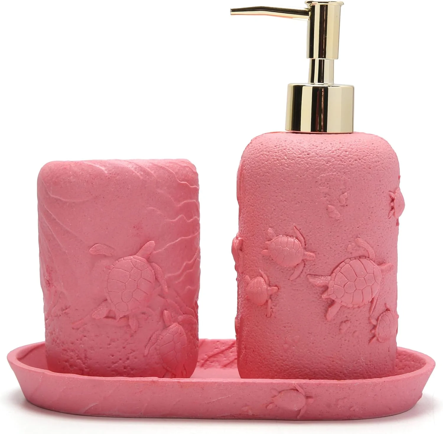 ست لوازم جانبی حمام 3 تکه رزینی با طرح حیوانات اقیانوسی، شامل جای لوسیون، پمپ صابون، لیوان آب یا جا مسواکی (طرح لاک پشت دریایی قرمز) ست لوازم جانبی حمام 3 تکه رزینی با طرح حیوانات اقیانوسی، شامل جای لوسیون، پمپ صابون، لیوان آب یا جا مسواکی (طرح لاک پشت دریایی قرمز)