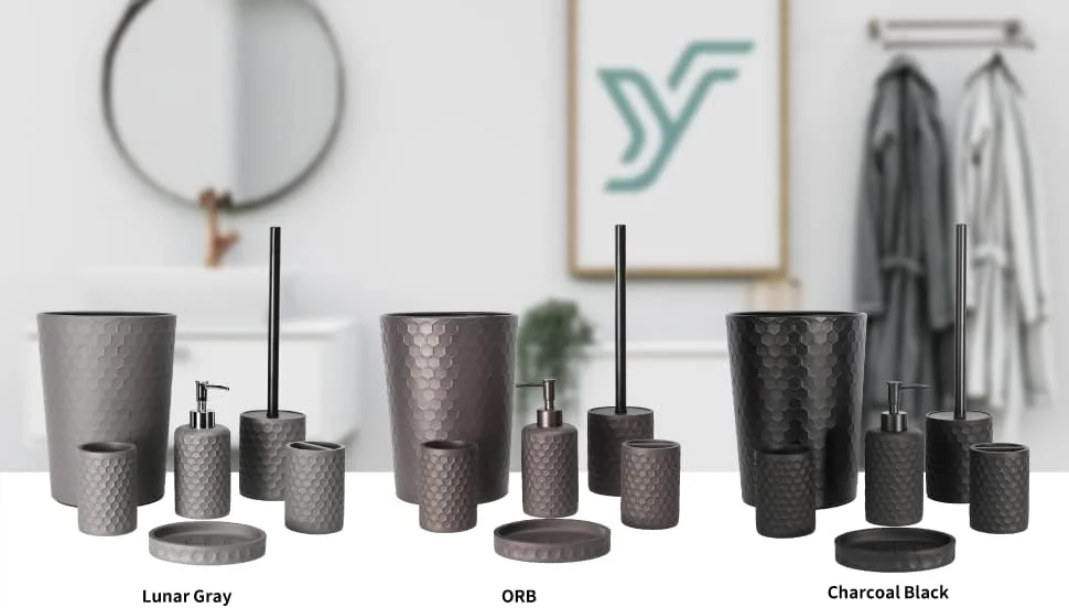 ست لوازم جانبی حمام zccz، ۶ تکه شامل سطل زباله، جا مسواکی، جا مسواکی، جا مسواکی، جا مایع دستشویی، جا صابونی، برس توالت با نگهدارنده - ست حمام خاکستری ست لوازم جانبی حمام zccz، ۶ تکه شامل سطل زباله، جا مسواکی، جا مسواکی، جا مسواکی، جا مایع دستشویی، جا صابونی، برس توالت با نگهدارنده - ست حمام خاکستری