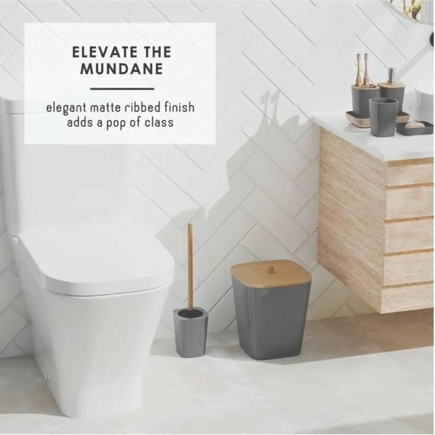 ست لوازم جانبی حمام 6 تکه ممتاز: برس توالت، جا مایع صابون، جا مسواکی، لیوان، جا صابونی، سطل زباله - مجموعه کامل حمام برای دکور مدرن (مربع خاکستری) ست لوازم جانبی حمام 6 تکه ممتاز: برس توالت، جا مایع صابون، جا مسواکی، لیوان، جا صابونی، سطل زباله - مجموعه کامل حمام برای دکور مدرن (مربع خاکستری)